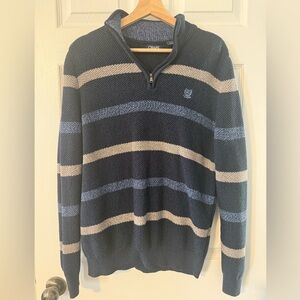 Chaps Men's Blue and Gray Zip-Up Sweater